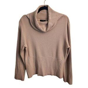 Guido Pisani Beige Neutral Cowl Neck Textured Italian Merino Wool Sweater Size L